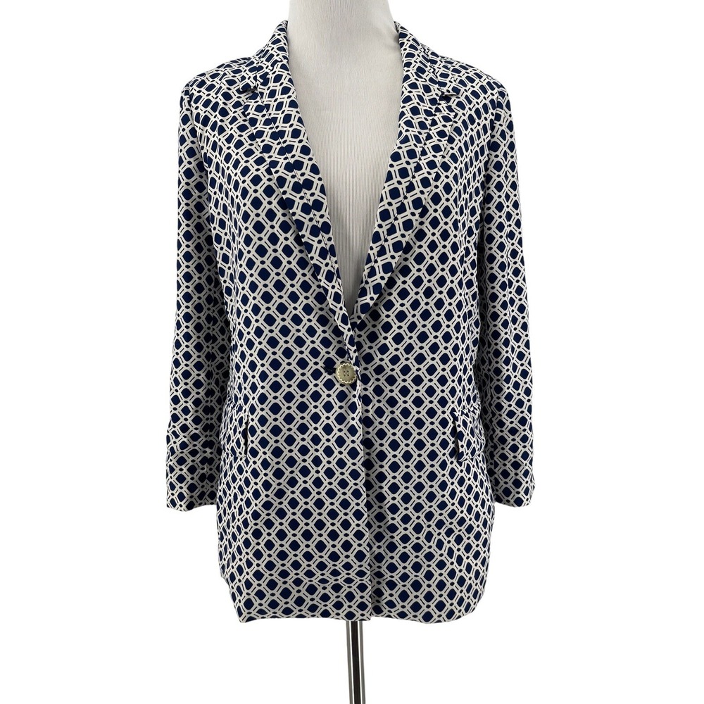 Cartonnier Anthropologie Women's Navy White Southwark Blazer Jacket Size Small